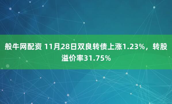 般牛网配资 11月28日双良转债上涨1.23%，转股溢价率31.75%